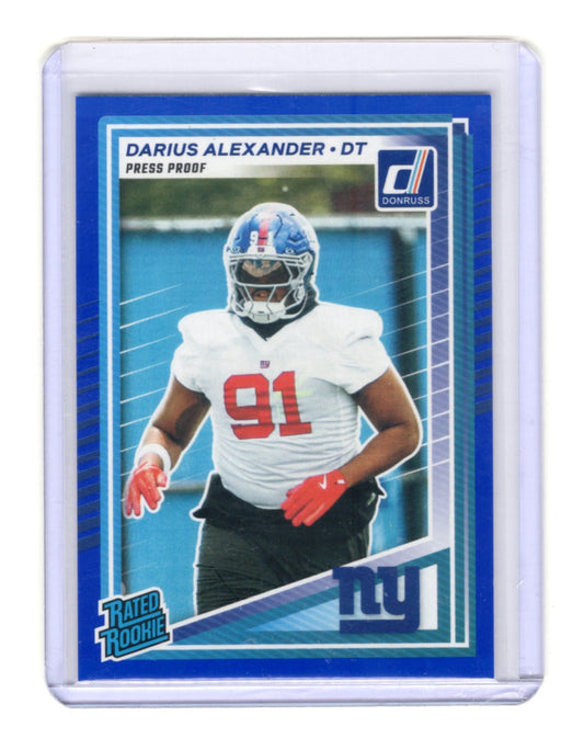 2025 Donruss Darius Alexander Card Press Proofs Blue Rookie New York Giants #379