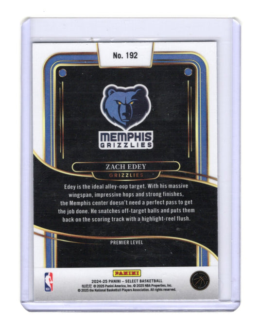2024-25 Panini Select Zach Edey Card Rookie Memphis Grizzlies #192