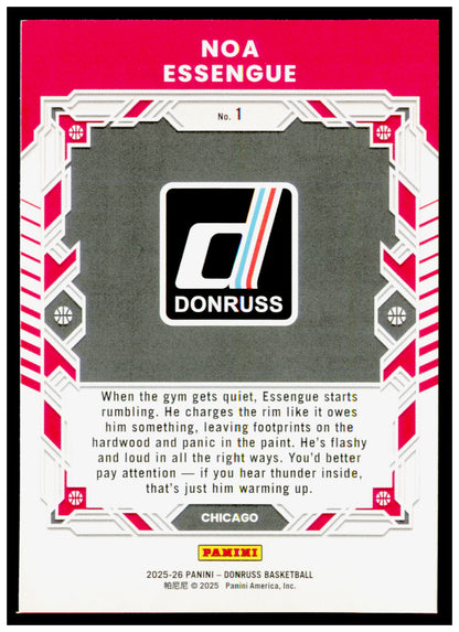 2025-26 Donruss Noa Essengue Card Elite Series Chicago Bulls #1