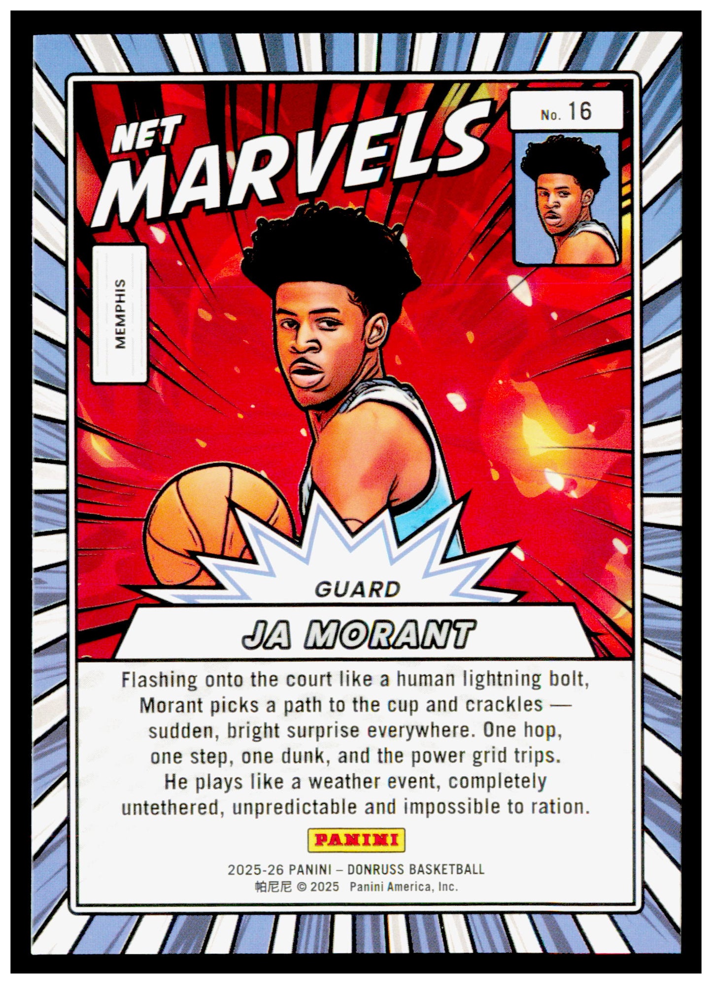 2025-26 Donruss Ja Morant Card Net Marvels Memphis Grizzlies #16