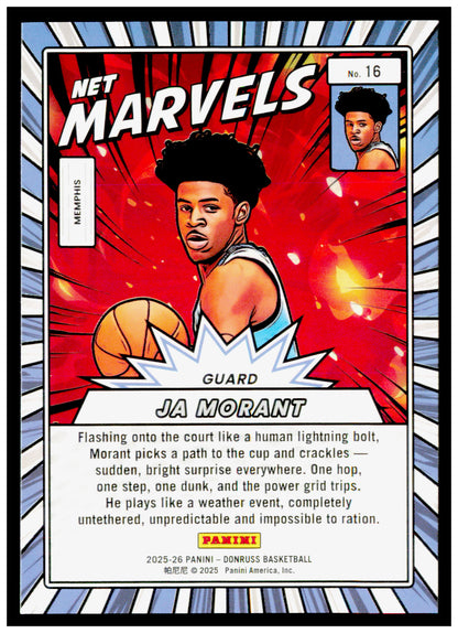 2025-26 Donruss Ja Morant Card Net Marvels Memphis Grizzlies #16