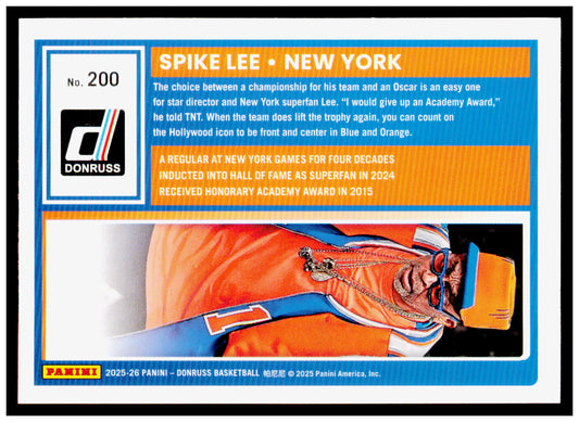 2025-26 Donruss Spike Lee Card Optic Mojo SN New York Knicks #200