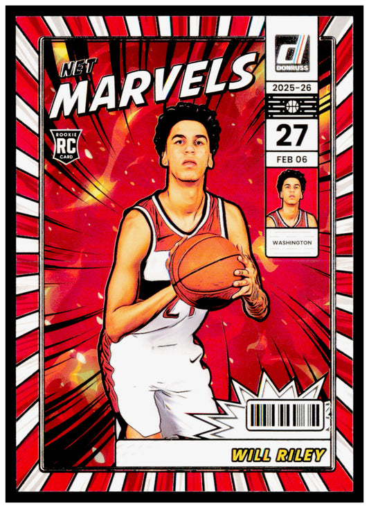 2025-26 Donruss Will Riley Card Net Marvels Washington Wizards #6