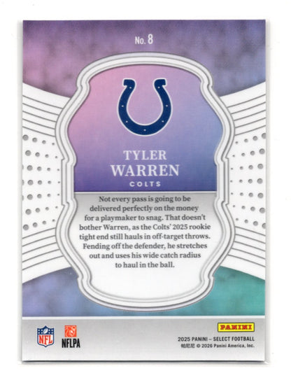 2025 Panini Select Tyler Warren Card Select Certified Rookies Indianapolis Colts