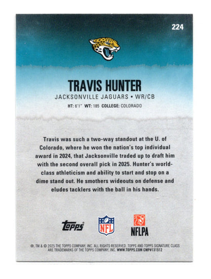 2025 Topps Signature Class Travis Hunter Card Rookie Jacksonville Jaguars #224