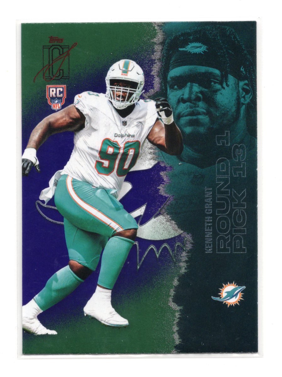 2025 Topps Signature Class Kenneth Grant Card Green & Purple Rookie  Dolphins
