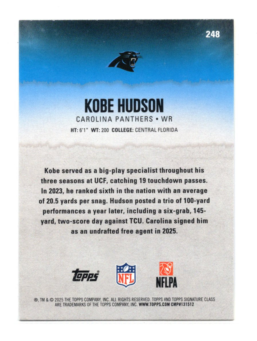 2025 Topps Signature Class Kobe Hudson Card Blue & Yellow Rookie Carolina
