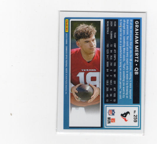 2025 Donruss Optic Graham Mertz Card Rookie Houston Texans #259