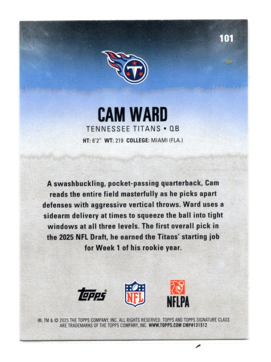 2025 Topps Signature Class Cam Ward Card Rookie Tennessee Titans #101