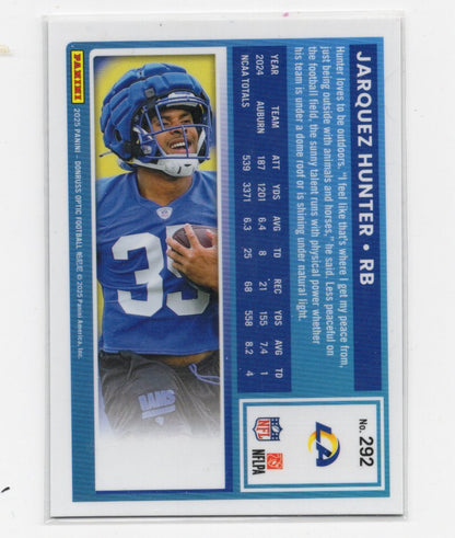 2025 Donruss Optic Jarquez Hunter Card Rookie Los Angeles Rams #292