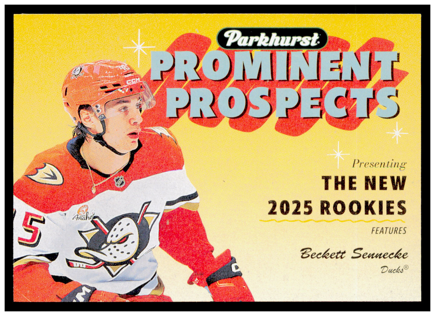 2025-26 Parkhurst Beckett Sennecke Card Prominent Prospects Anaheim Ducks