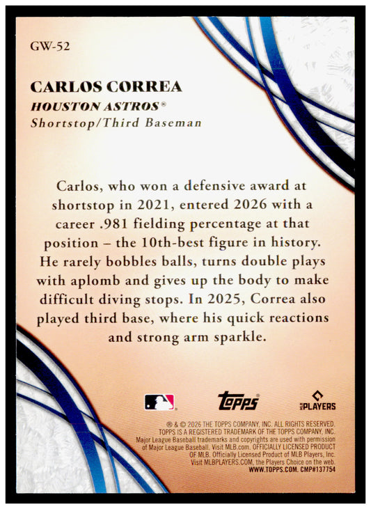 2026 Topps Carlos Correa Card Glove Work Houston Astros