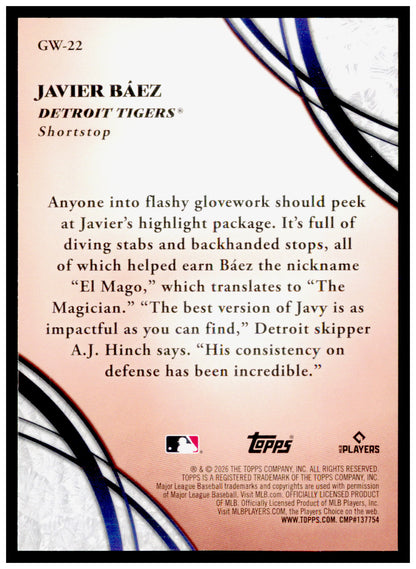 2026 Topps Javier Báez Card Glove Work Detroit Tigers
