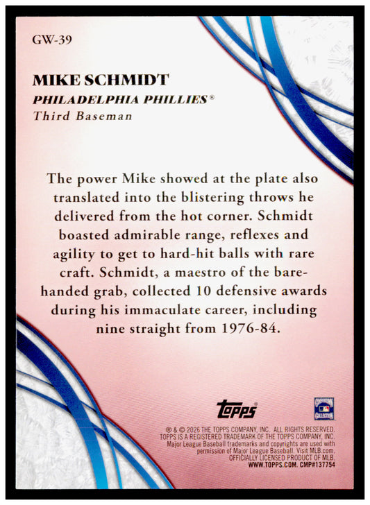 2026 Topps Mike Schmidt Card Glove Work Philadelphia Phillies