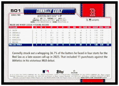 2026 Topps Connelly Early Card Rookie Boston Red Sox
