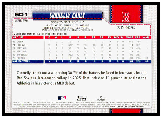 2026 Topps Connelly Early Card Rookie Boston Red Sox