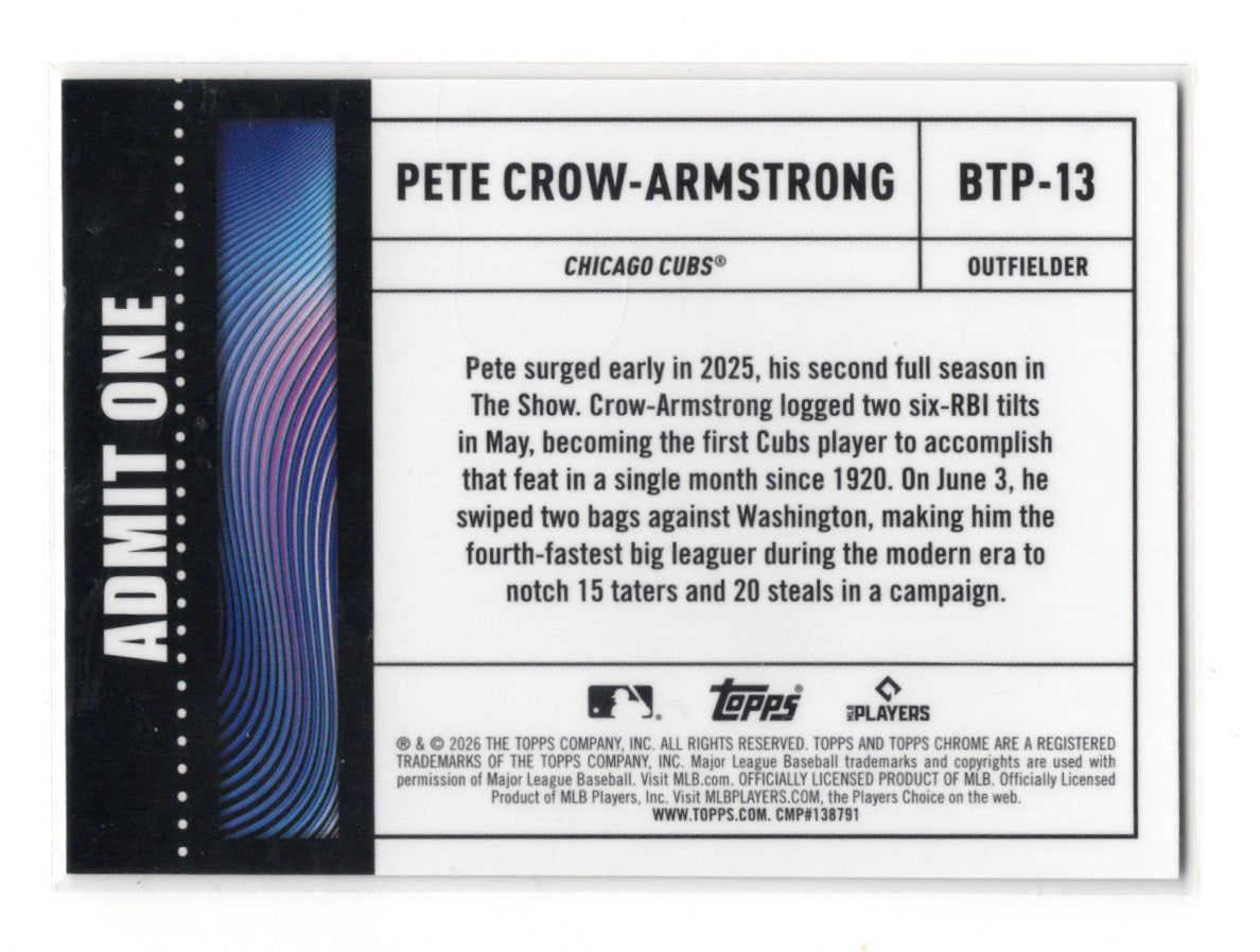 2026 Topps Chrome Pete Crow-Armstrong Card Big Ticket Players Chicago Cubs