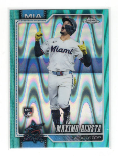 2026 Topps Chrome Maximo Acosta Aqua Raywave Refractors SN, Rookie Miami Marlins