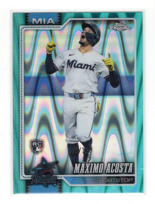 2026 Topps Chrome Maximo Acosta Aqua Raywave Refractors SN, Rookie Miami Marlins