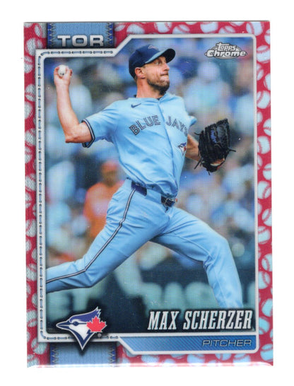 2025 Topps Chrome Max Scherzer Baseball Seams Parallel #260 Toronto Blue Jays