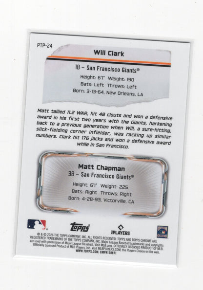 2026 Topps Chrome Will Clark / Matt Chapman  Past to Present  Giants