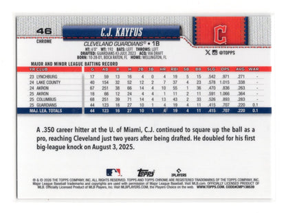 2026 Topps Chrome C.J. Kayfus Card Red White and Blue Refractors Rookie