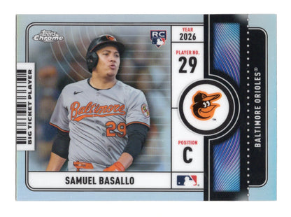 2026 Topps Chrome Samuel Basallo Card Big Ticket Players Baltimore Orioles
