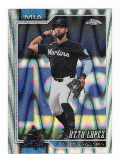 2026 Topps Chrome Otto Lopez Card Raywave Refractors Miami Marlins