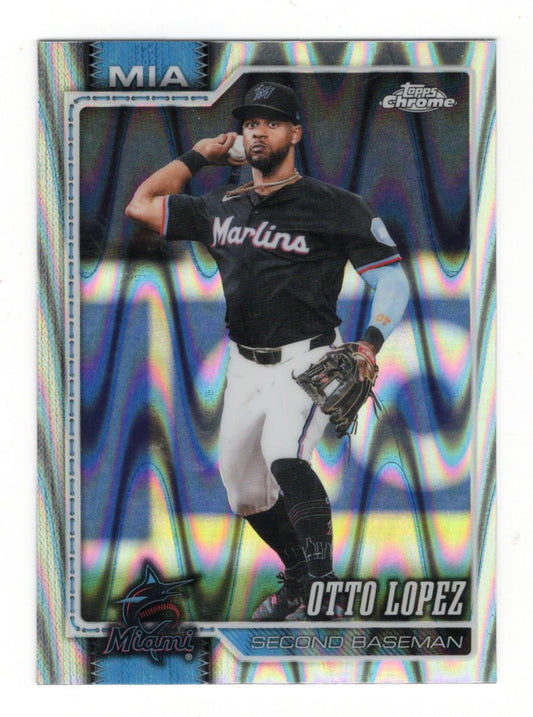 2026 Topps Chrome Otto Lopez Card Raywave Refractors Miami Marlins