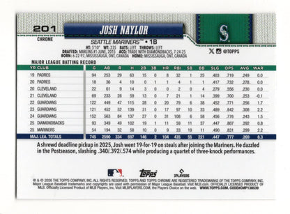 2026 Topps Chrome Josh Naylor Card Seattle Mariners
