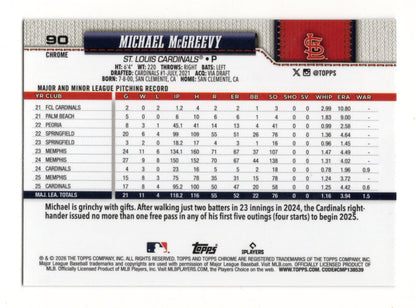 2026 Topps Chrome Michael McGreevy Card St. Louis Cardinals