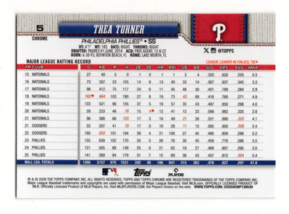 2026 Topps Chrome Trea Turner Card Philadelphia Phillies