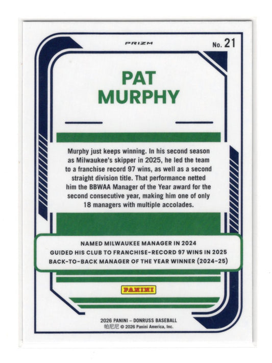 2026 Donruss Pat Murphy Card Optic Circles Milwaukee Brewers