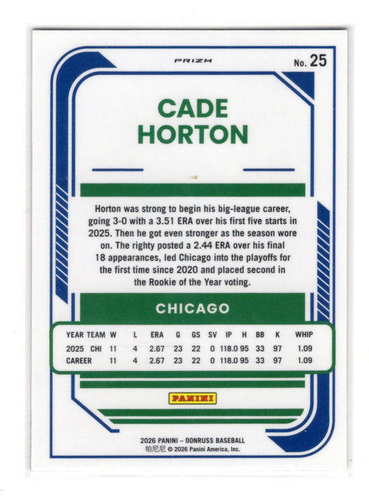 2026 Donruss Cade Horton Card Optic Circles Chicago Cubs