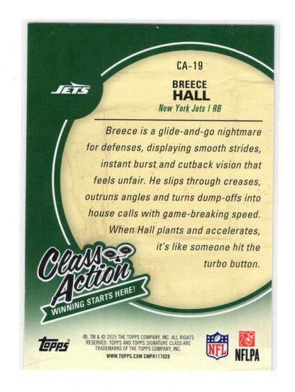 2025 Topps Signature Class Breece Hall Card Class Action New York Jets