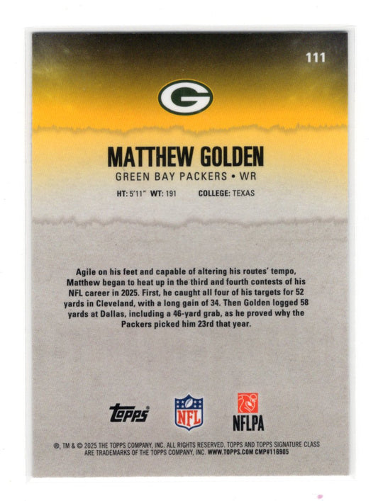 2025 Topps Signature Class Matthew Golden  Chrome RC Green Bay Packers