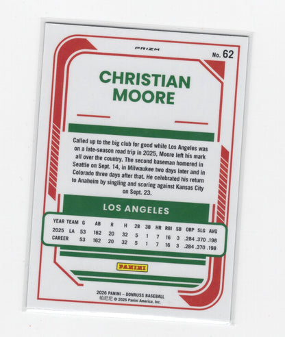 2026 Donruss Christian Moore Card Optic Circles Rookie Los Angeles Angels