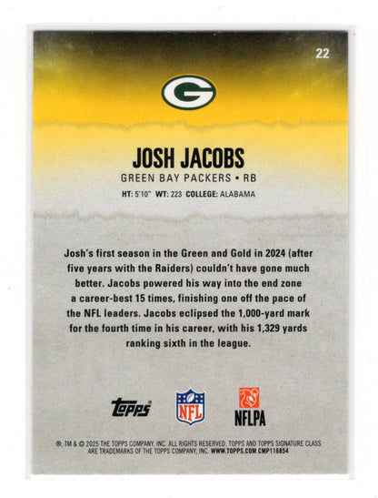 2025 Topps Signature Class Josh Jacobs Card Red & Black  Packers