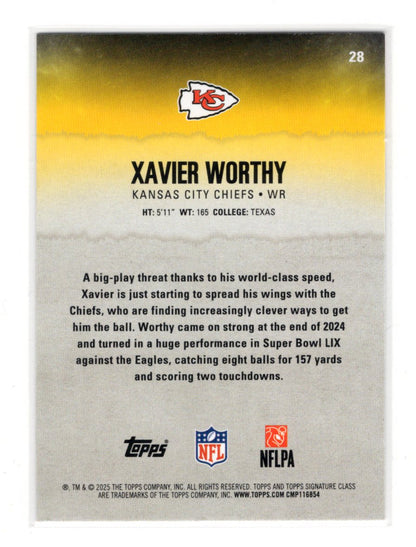 2025 Topps Signature Class Xavier Worthy Card Red & Black Kansas City Chiefs