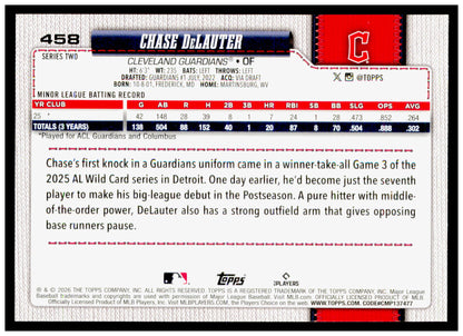 2026 Topps Chase DeLauter Card Rookie Cleveland Guardians