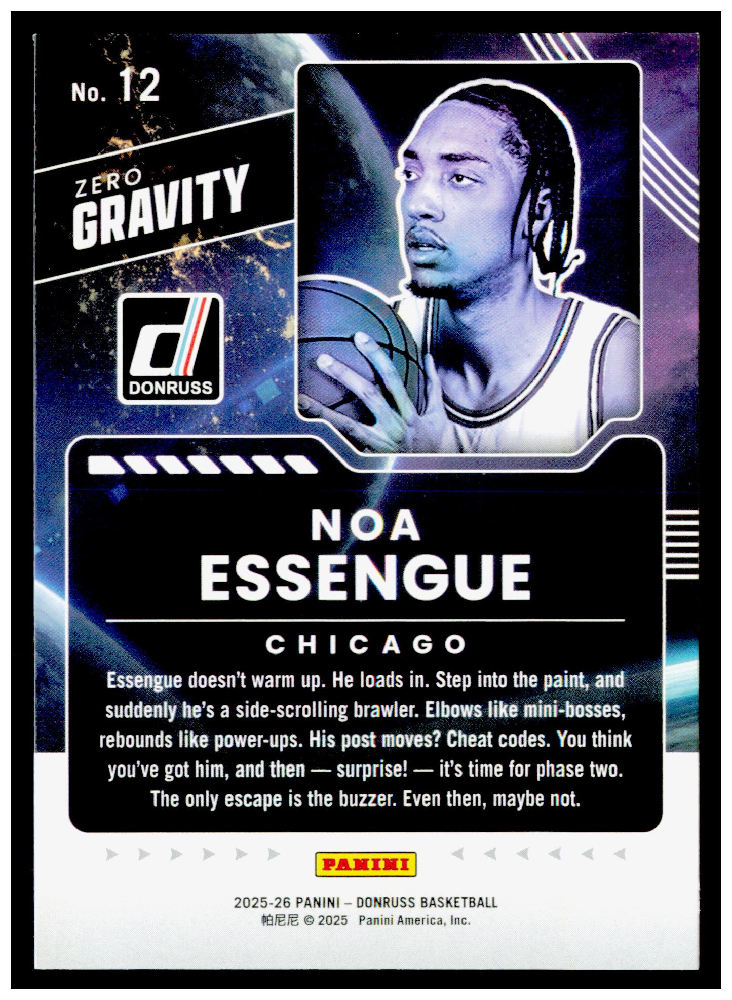 2025-26 Donruss Noa Essengue Card Zero Gravity Chicago Bulls
