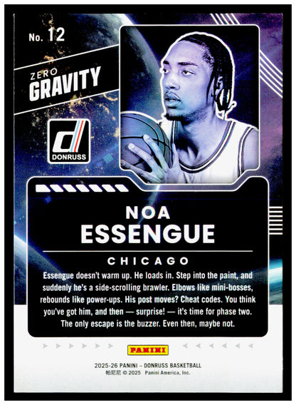 2025-26 Donruss Noa Essengue Card Zero Gravity Chicago Bulls