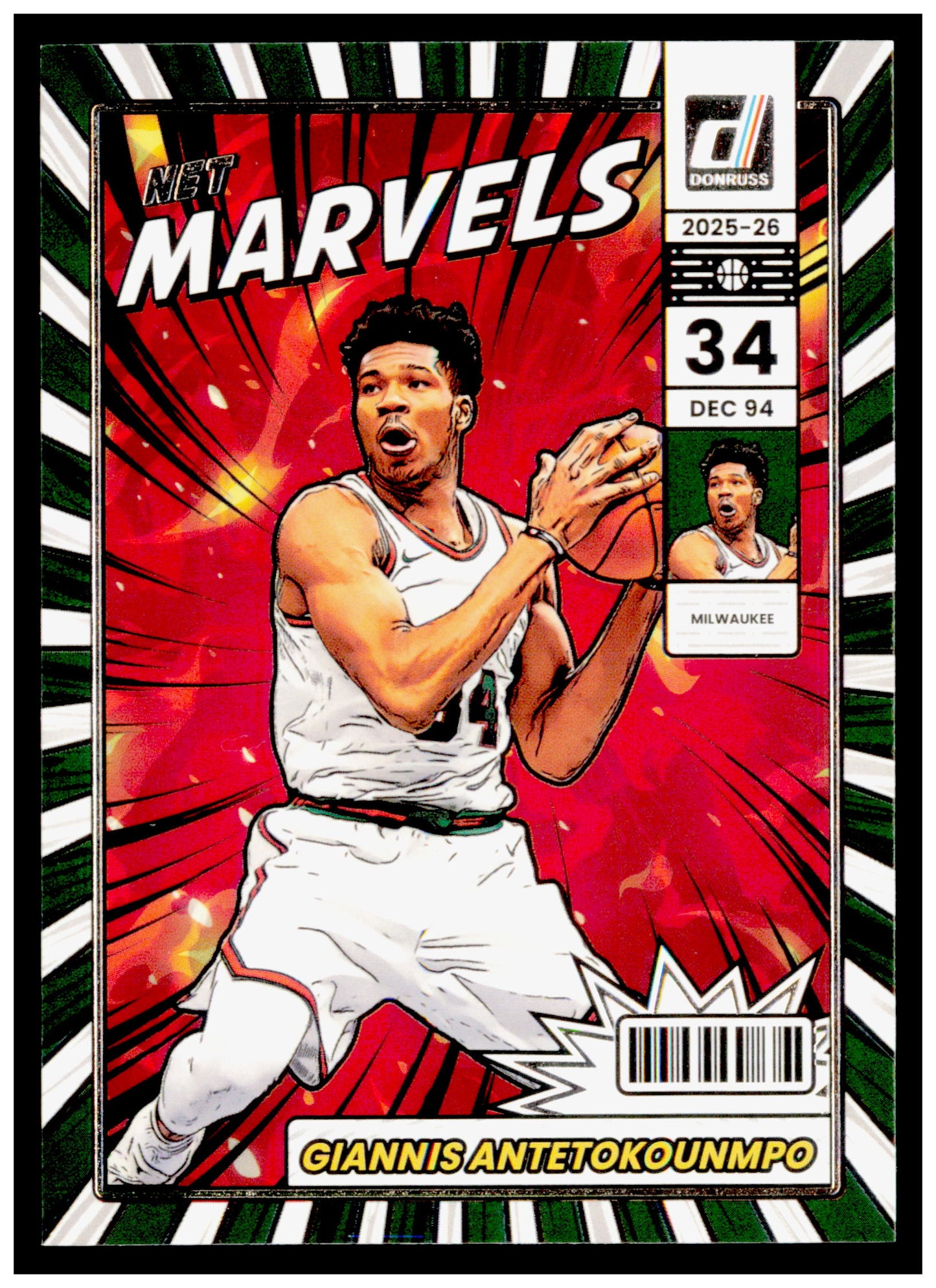 2025-26 Donruss Giannis Antetokounmpo Card Net Marvels Milwaukee Bucks