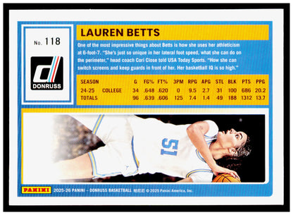 2025-26 Donruss Lauren Betts Card UCLA Bruins
