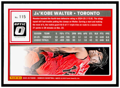 2025-26 Donruss Ja'Kobe Walter Card Toronto Raptors