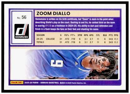 2025-26 Donruss Zoom Diallo Card Washington Huskies