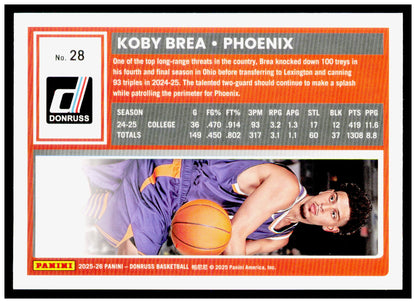 2025-26 Donruss Koby Brea Card Phoenix Suns