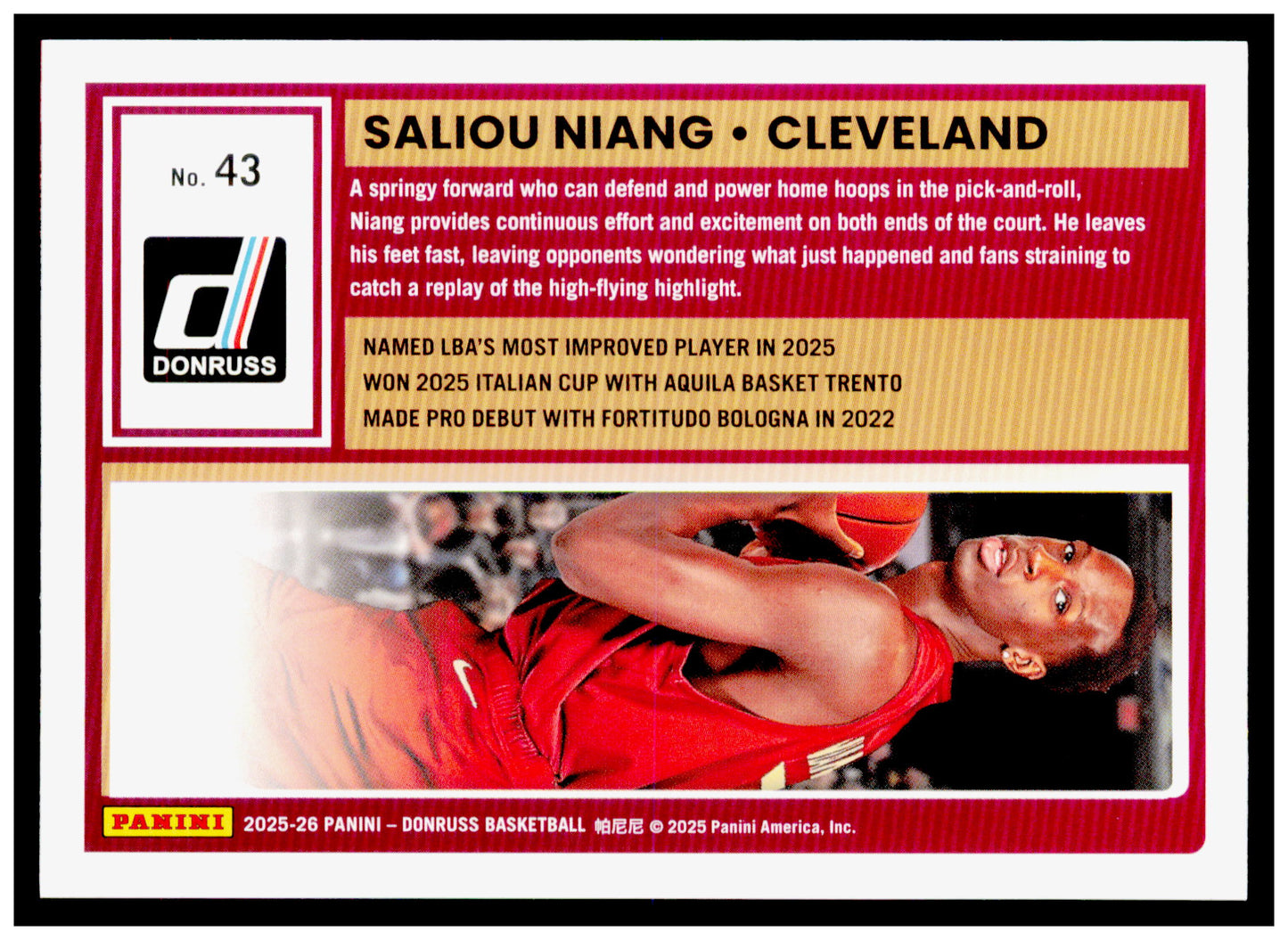 2025-26 Donruss Lachlan Olbrich Card Chicago Bulls