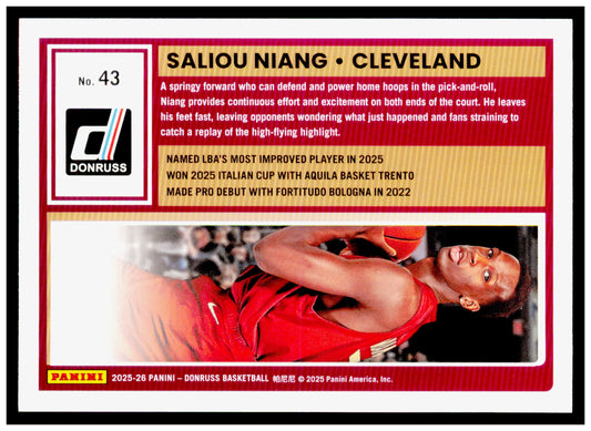 2025-26 Donruss Lachlan Olbrich Card Chicago Bulls