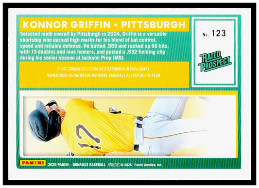 2025 Donruss Konnor Griffin Card Pittsburgh Pirates
